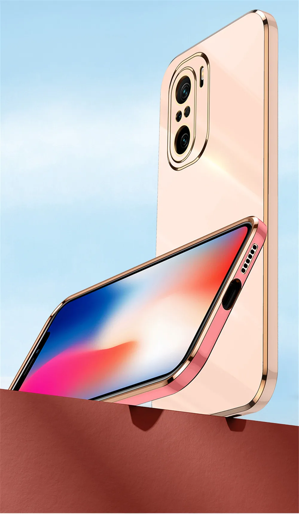 Lyxigt silikon fyrkantigt mjukt fodral för Xiaomi Mi 11 Lite 10T Poco F3 M3 Stötsäkert Candy Cove_voghion.com