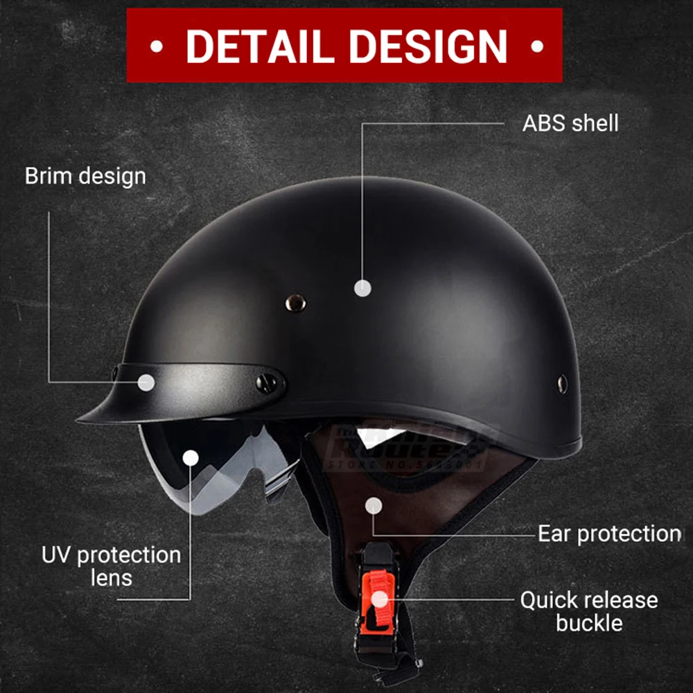New Motorcycle Helmet Open Face Retro Unisex Half Helmet Motorbike Helmet Motorcycle Racing Helmet Casco Moto Capac Size M-XXL