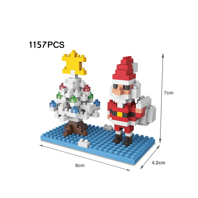 Забавный создатель, зимний Санта Клаус, снеговик, медведь, микро алмаз, строительные блоки, фигурки, нанокирпичи, Обучающие игрушки, рождественский подарок - Цвет: 2512