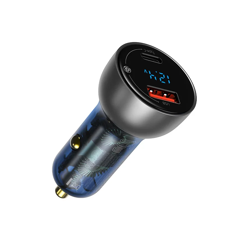 Baseus 65W PD Car Charger QC 4.0 QC 3.0 LED Display Type-C Fast Charger Quick Charger For iPhone Xiaomi USB Phone Charger In Car 65 watt car charger Chargers