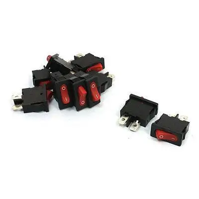 

40A 250VAC 4A 125VAC Red Button SPST 2 Pin Snap in Mount Rocker Switch 10Pcs