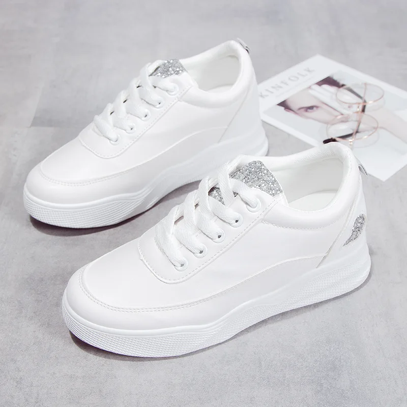 

Height Increasing Shoes Women Platform Sneakers Comfortable High Quality Woman Casual Loafers Ladies Fashion Flats White Shoes