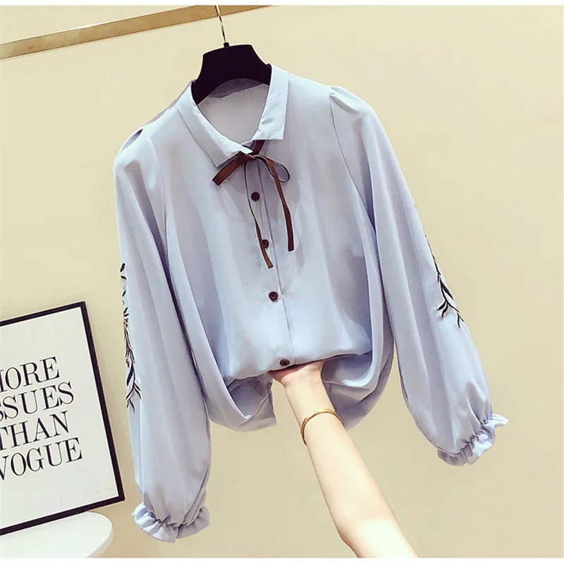 Blouse Women Summer Ruffle Shirt Stand Collar Women Blouses Long Sleeve Plus Size Womens Tops And Blouses Spring Shirt For Women