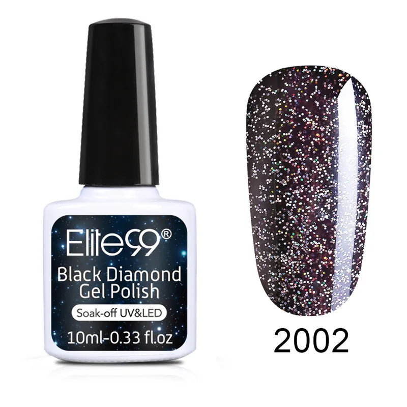Elite99 10 мл Супер Алмазный Гель-лак для нейл-арта Блестящий Жемчуг Черный Алмазный лак замачиваемый УФ светодиодный Блестящий Гель-лак для ногтей - Цвет: 2002