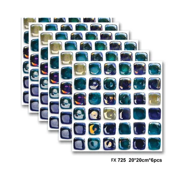 

6pcs 20*20cm Clolorful 3D Mosaic Wall Stickers DIY Self-adhesive Tile Stickers Wall Home Living Room Bathroom Decor