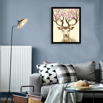 

Paint By Numbers Diy Acrylic Painting Kit for Kids & Adults Beginner - 16 inch x 20 inch Sika Deer (Without Frame)