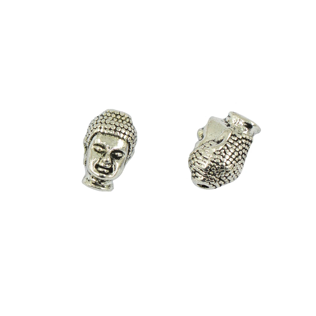 20pcs Tibetan silver color 3D Meditating Buddha Head Shape Pendants Metal Loose Spacer Beads Jewelry Making