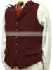 Men's Wool Tweed Slim Fit Leisure Cotton Suit Burgundy Vest Gentleman Herringbone Business Brown Waistcoat For Wedding Groom ► Photo 3/6