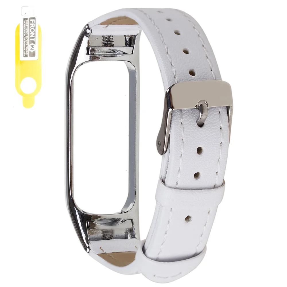 Mi Band 4 Bracelet for Xiaomi Mi Band 4 Strap PU Leather Miband 4 Wrist Band - Цвет: white