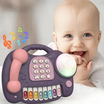 

Kuulee Baby Musical Toys Cartoon Keyboard Piano Electronic Educational Telephone Toys Knock Gift for Kids