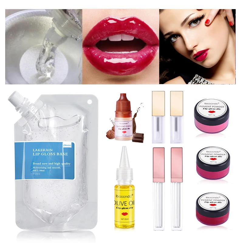 

DIY Clear Lip Gloss Base Oil Set Non-Stick Moisturizing Lipstick Material Gel Lip Gloss Base Pigment Powder DIy Tools