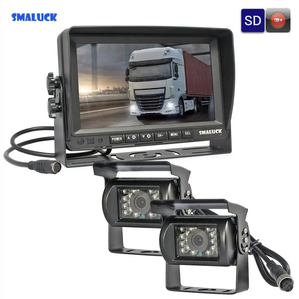 SMALUCK AHD " TFT lcd Автомобильный монитор заднего вида водонепроницаемый ИК 960P AHD камера с видеозаписью 1V2
