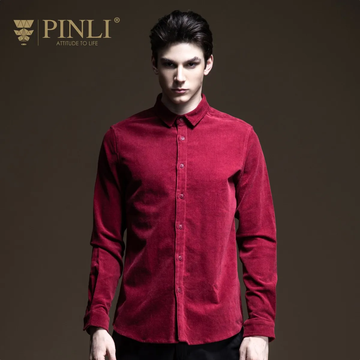 Camisas Para Hombre Camiseta Masculina Pinli осень Новая мужская Вельветовая Повседневная рубашка с длинными рукавами, украшенная узором B193413274