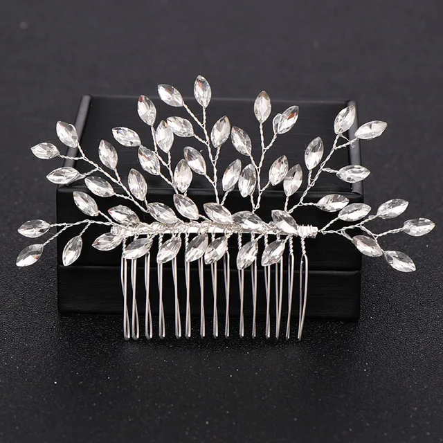 Silver Color Pearl Crystal Wedding Hair Combs Hair Accessories for Bridal Flower Headpiece Women Bride Hair ornaments Jewelry Silver