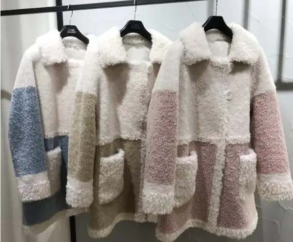 pink Осенне-зимнее пальто женская одежда корейское пальто из натурального меха женская шерстяная куртка топы из овечьей шерсти Abrigo Mujer ZT4429 - Цвет: pink