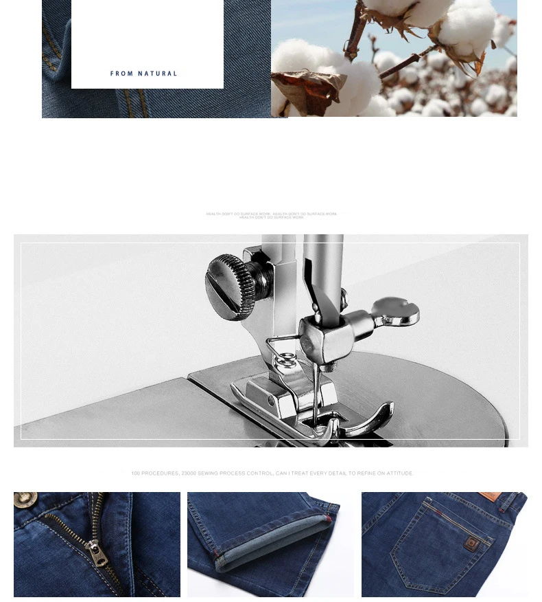 Осенние джинсовые брюки мужские деловые повседневные эластичные мужские Джинсы средней талии облегающие синие джинсы Большие размеры 29-42