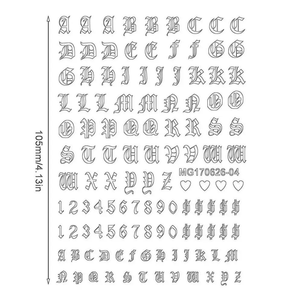 3D наклейки для маникюра древняя серия ногтей с английским алфавитом наклеек