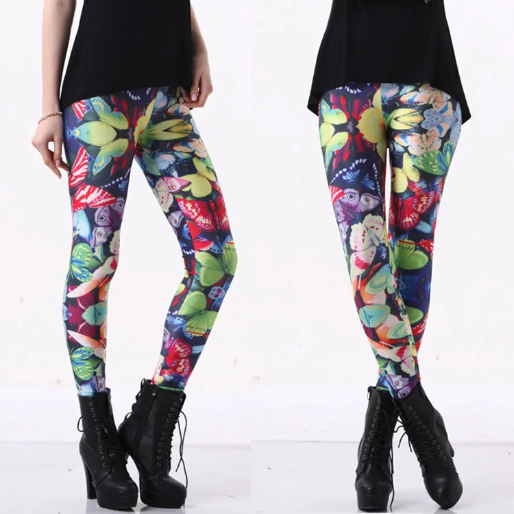 

Punk Color Butterfly Leggings Star Digital Printing Capri Pants Europe And America Legging