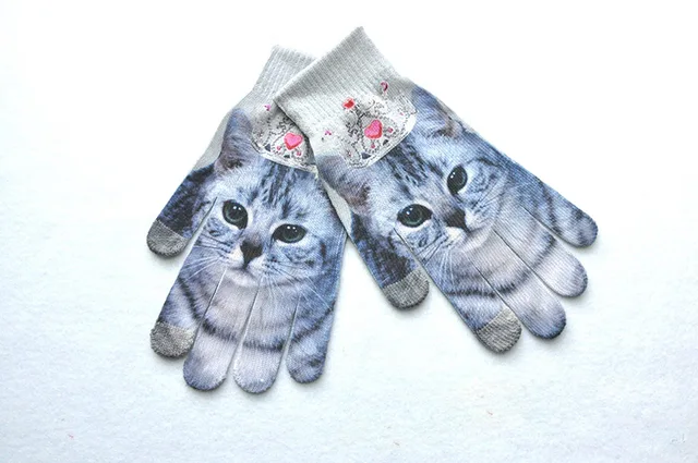 Winter warmth sublimation 3D pattern effect digital painted touch screen  gloves B48 - AliExpress