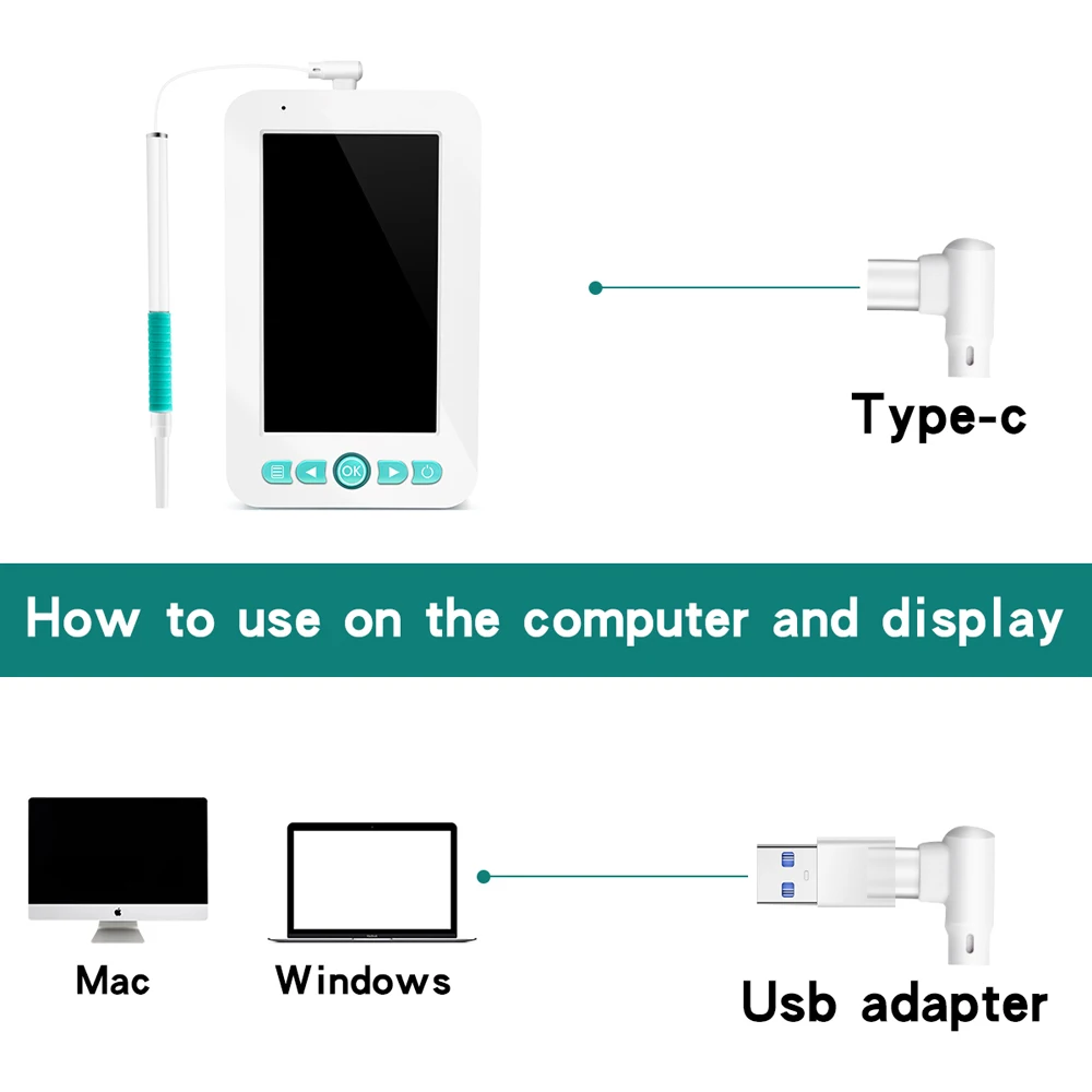 

1080P 4.3 inch HD Display 5.5mm Ear Endoscope Video Medical Safety Waterproof Camera Easy to Operat Perfect Gifts for Special