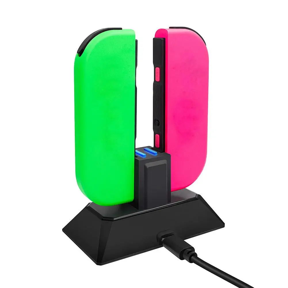 2 в 1 геймпад Зарядное устройство Док-станция для NS Switch Joy-Con& Pro геймпад контроллер зарядная подставка Тип C светодиодный зарядная док-станция