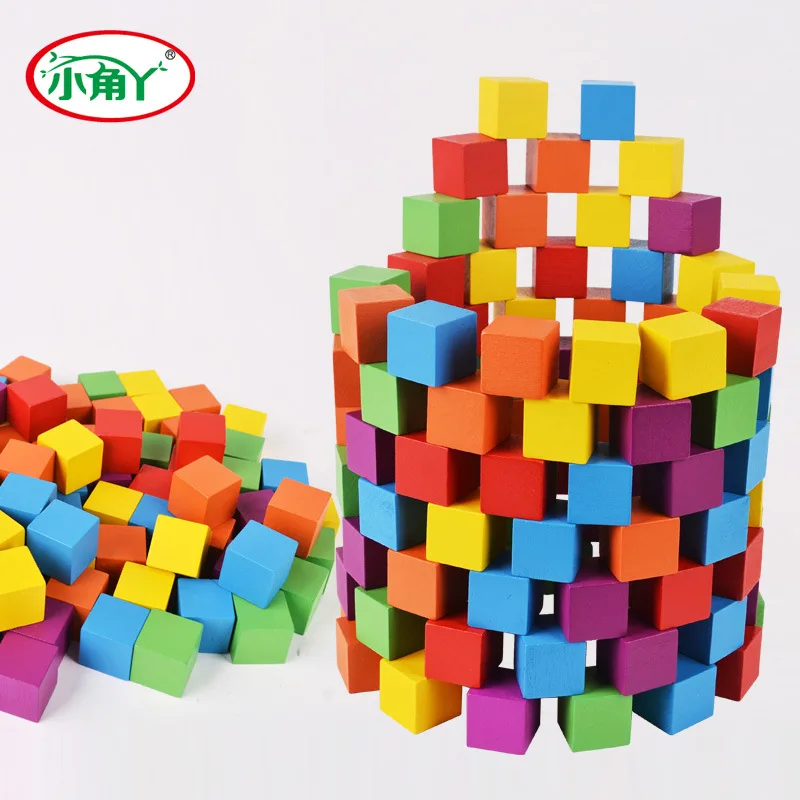 

100 Tablets Color Cube Building Blocks Wooden Children'S Educational Toy Cube fang mu kuai Mathematics Early Educational Teachin
