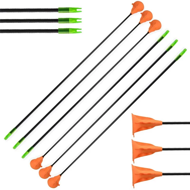 

6/12pcs Archery Suction Cup Arrows Fiberglass Shaft Kids Replacement Safe Sucker for Recurve Compound Bow Shooting Game Hunting