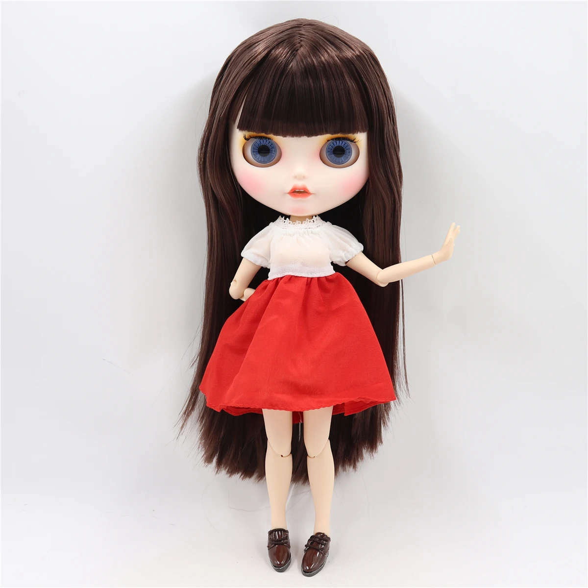Neo Blythe Doll White Red Toy Dress 3