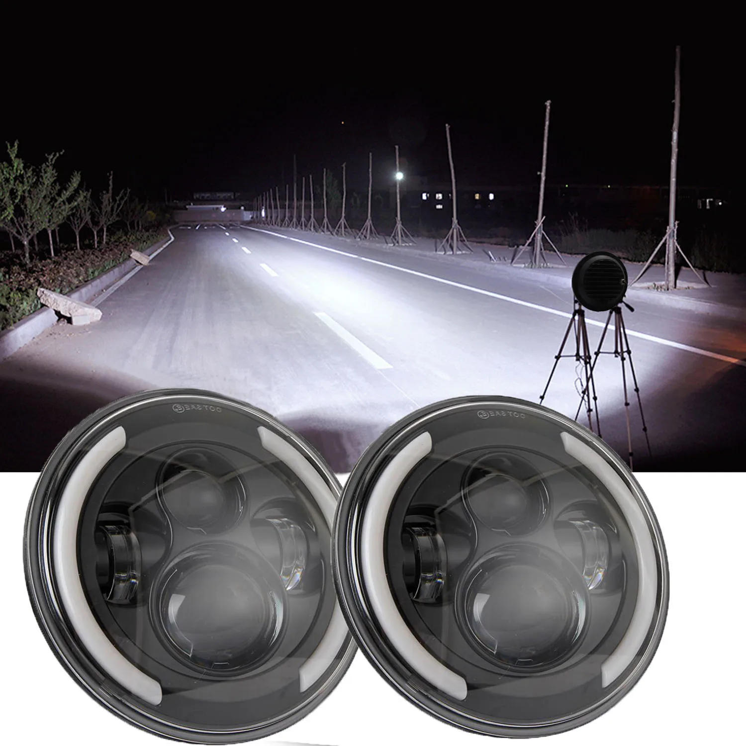 1Pair Car Headlight Lights 150W Led Lamp H4 7inch Accessories Angel Eyes For Lada Niva 4X4 Uaz Hunter | Автомобили и мотоциклы
