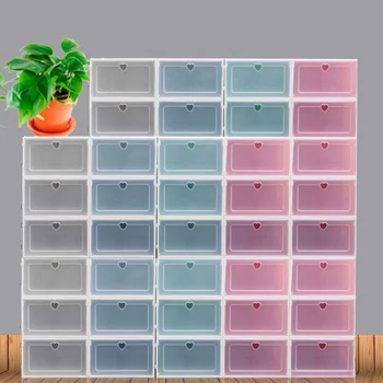 

DIY Collapsible Plastic Shoe Boxes For Home Stackable Folding Storage Drawer Container Organizer Case For Men/Women Shoe Hanger