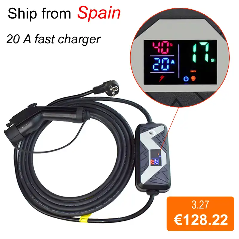 Sae J1772 Portatil Ev Cargador Rapido 10a 13a 16a 20a Hogar