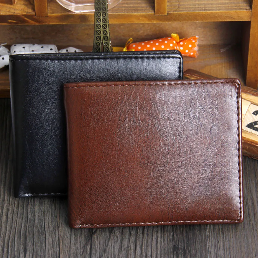 Кошелек мужской двойной из искусственной кожи модный бумажник для удостоверения