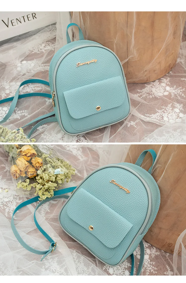 Fashion PU Leather Bags Girls Small Backpack School Bag Backpacks