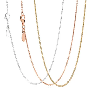 

Original Rose & Gold Color & Silver Shine Anchor Chain Necklace For 925 Sterling Silver Bead Charm Bracelet Europe DIY Jewelry