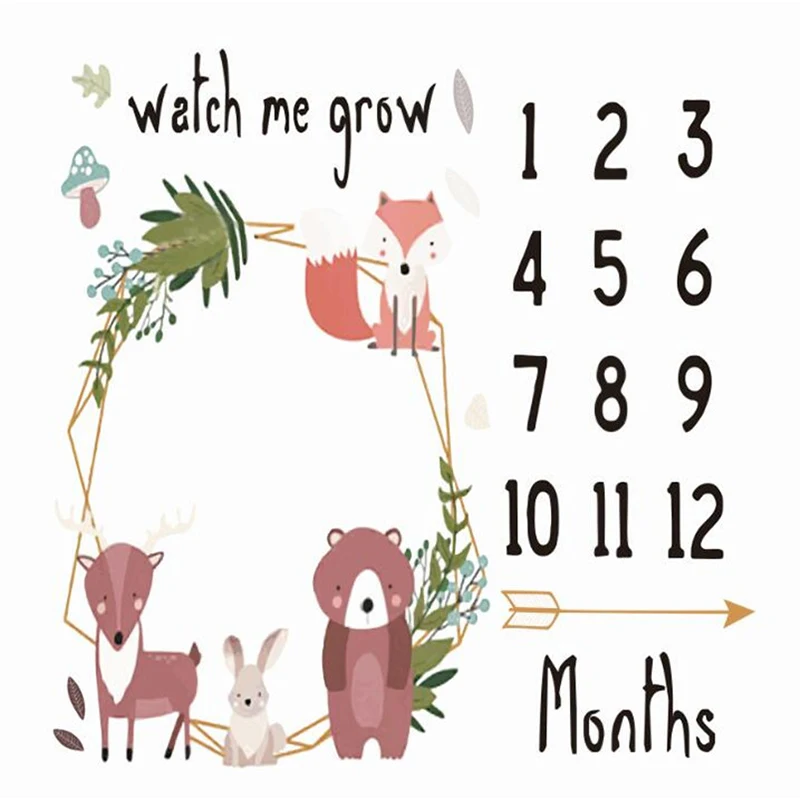 Baby Monthly Milestone Blanket Newborn Photography Props Baby Blanket Boys Girls Baby Single Cotton Swaddle Wrap Blankets Winter