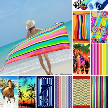 

100x180cm Summer Printed Beach Towel Rectangle Beach Towel Adult Microfiber Bath Towel Girls Boys Yoga Mat Beach Mat