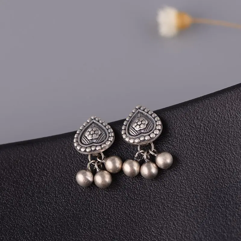 GAGAFEEL новые тайские серебряные серьги в виде сердца персикового цвета темперамент ретро ювелирные изделия в китайском стиле для женщин серебряные бусины кисточки серьги-гвоздики