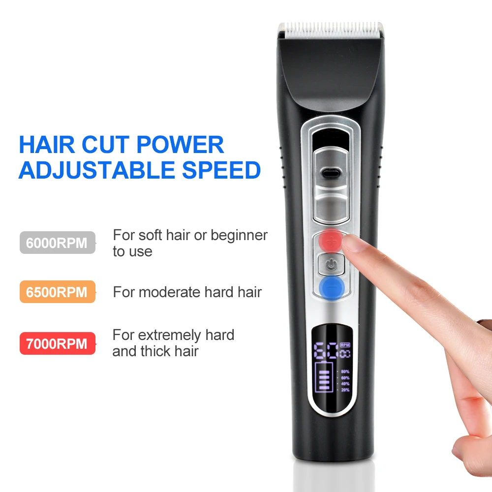 

Professional Hair Clippers Rechargeable Cordless Clipper Electric Haircut Kit USB Charger Waterproof LED Display for Men Family