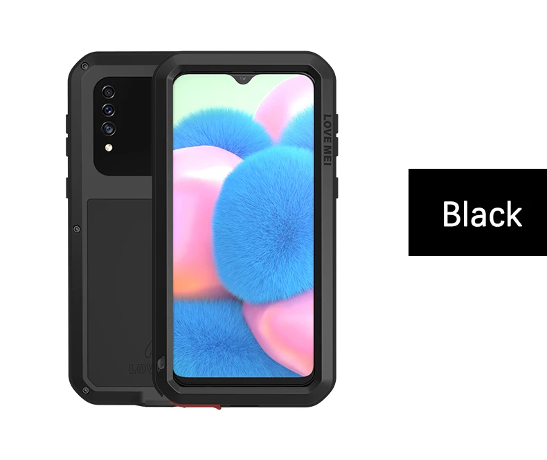 Love Mei металлический чехол для samsung Galaxy A30s Броня противоударный чехол для телефона для samsung Galaxy A30S прочный полный корпус анти-осенний чехол - Цвет: Черный