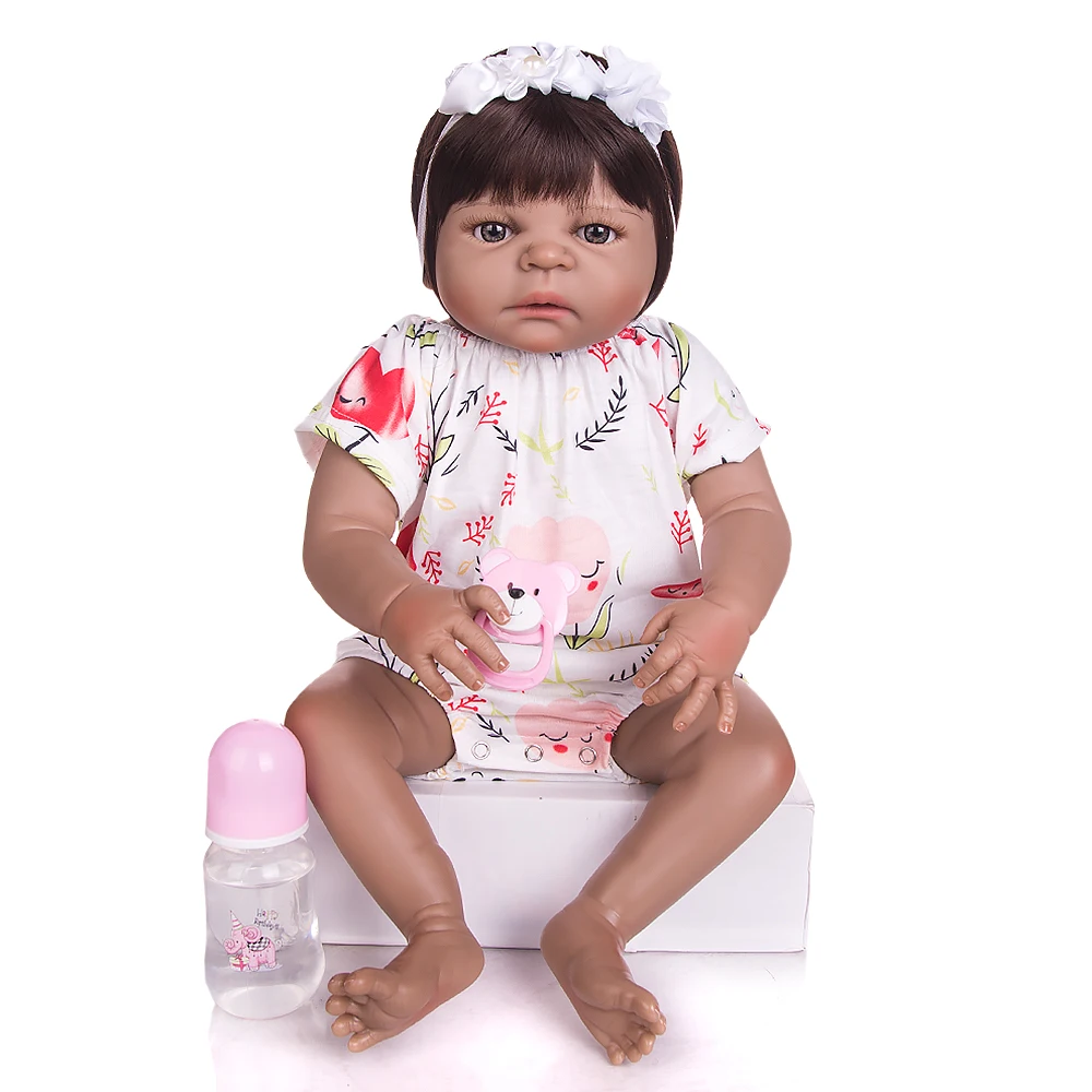 Boneca Bebê Reborn Original Negra Morena Realista Toda Silicone vestido  pode dar banho Pronta Entrega estamos no Brasil enviamos em 24 Horas uteis