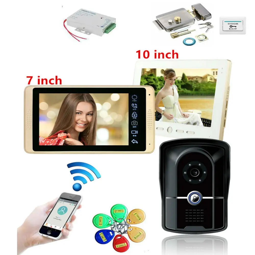 C KIT " 2 monitoren видеодомофон Deurbel домофон Bedrade/Draadloze Wifi Systeem met IR-CUT HD 1000TVL Bedrade камера ночного видения - Цвет: C KIT