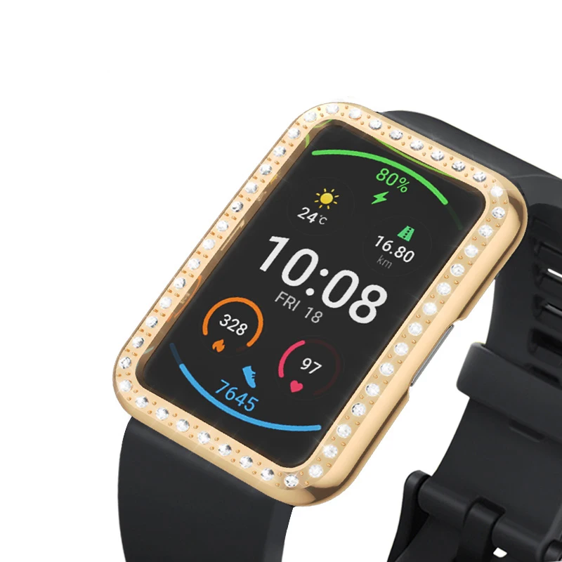 TPU Soft Luxury Diamond Protector Case Shell Edge Frame For Huawei Watch Fit Strap Band Protective Film Strap For Huawei fit watch screen protector case watch protective case watch cover watch protective cover tpu protective case