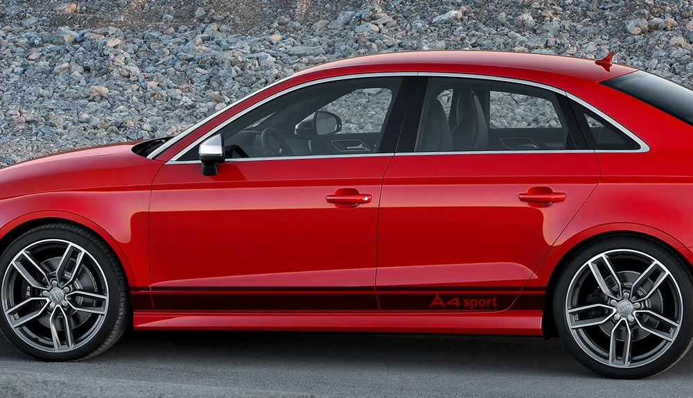 Автомобильный боковой двери юбка наклейки для автомобиля Audi A4 B5 B6 B7 B8 B9 A3 8P 8V 8L A6 C6 C5 C7 A5 A1 8X A7 A8 Q5 Q7 Q3 Q1 TT автомобильные аксессуары