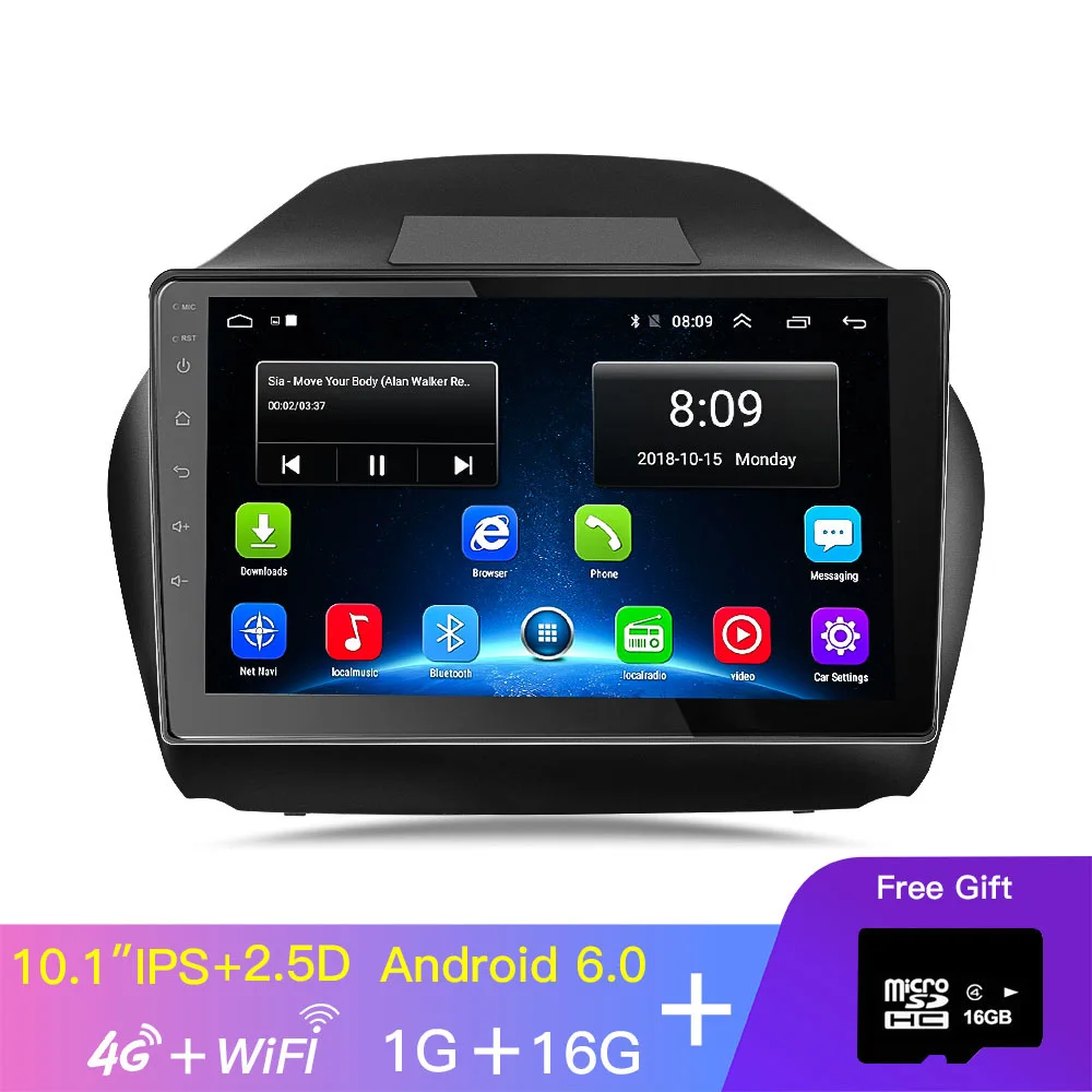 EKIY 10,1 ''ips автомобиль радио мультимедиа No 2 Din Android видео плеер навигации gps для hyundai Ix35 1 2 лм Tucson 2 - Цвет: C10-HY-1-16 4G