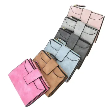 

Women's Zipper Short Small Slim Wallet Lady Leather Folding Keys Coin Card Holder Money Purse