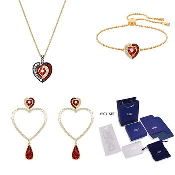 

Fashion Jewelry SWA New Black Baroque Set Exquisite Red Heart-shaped Decoration Female Romantic Jewelry Gift