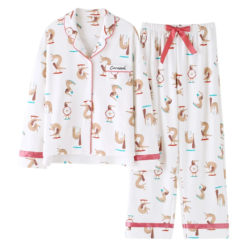 

77005 # Small Long Dog Printed Cardigan MZA High Quality Pure Cotton Long Sleeve Pajamas Homewear Set Series