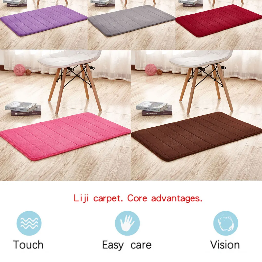 Coral Velvet Water Absorption Rug Bathroom Mat Shaggy Foam Bath Mat Set kitchen Door Floor Mat Carpet For Toilet Non Slip