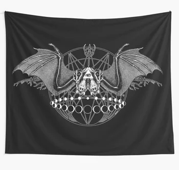 

Occult Bat Tapestry Black Wall Hanging Tapestries Dorm Art Home Decor Camping Beach Towel Yoga Mat
