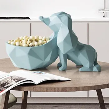 

Geometry Big Mouth Dog Resin Storage Box Creative Simulation Animal Living Room Coffee Table Candy Dish Cartoon Decoration WX7